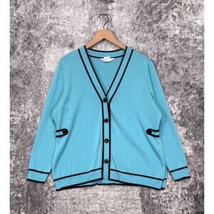 Misook Jacket XL Petite Womens Baby Blue Button Front Cardigan Classic Knit